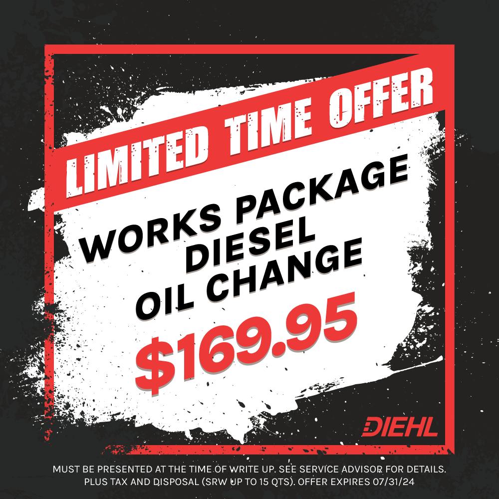 Diesel Oil Change for $169.95 | Diehl Ford of Massillon