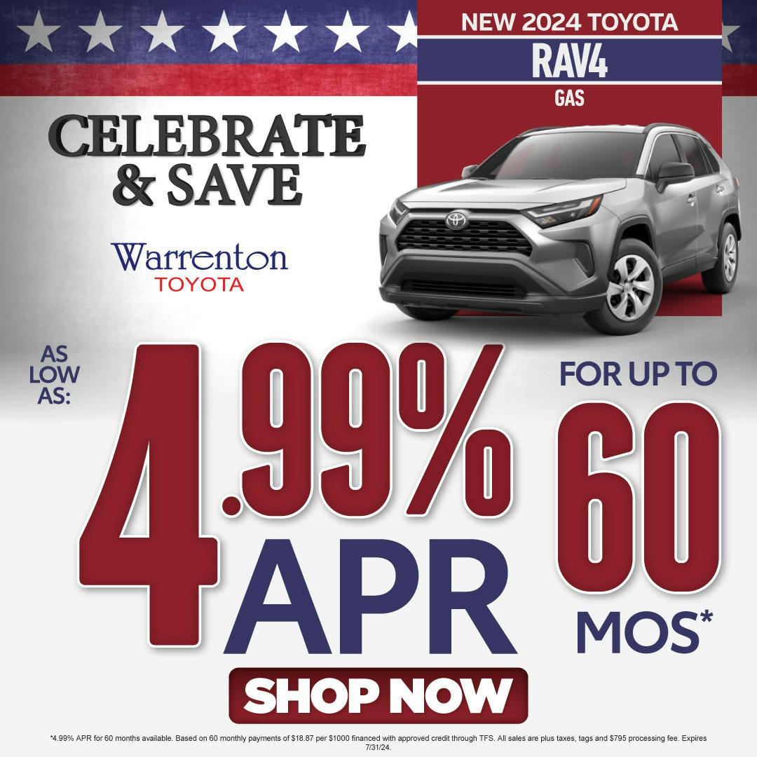 New 2024 Toyota RAV4 Gas – As Low as 4.99% APR for up to 60 months* – Act Now