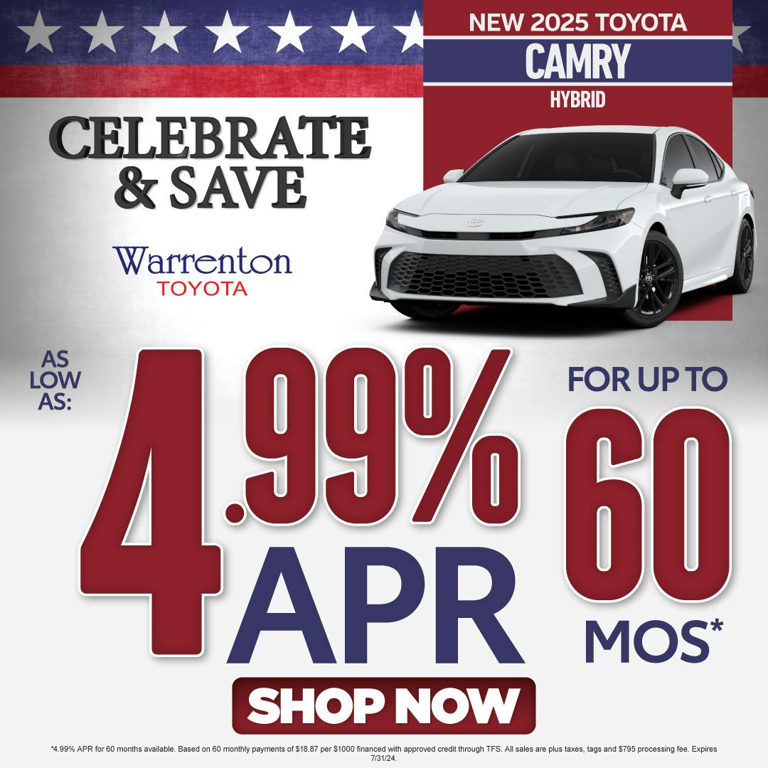 New 2025 Toyota Camry Hybrid – As Low as 4.99% APR for up to 60 months* – Act Now