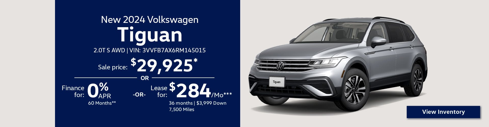 New 2024 Volkswagen Tiguan 2.0T S AWD