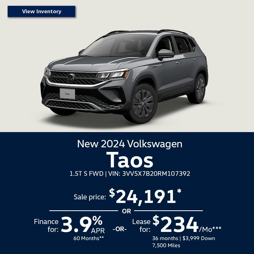 New 2024 Volkswagen Taos 1.5T S FWD