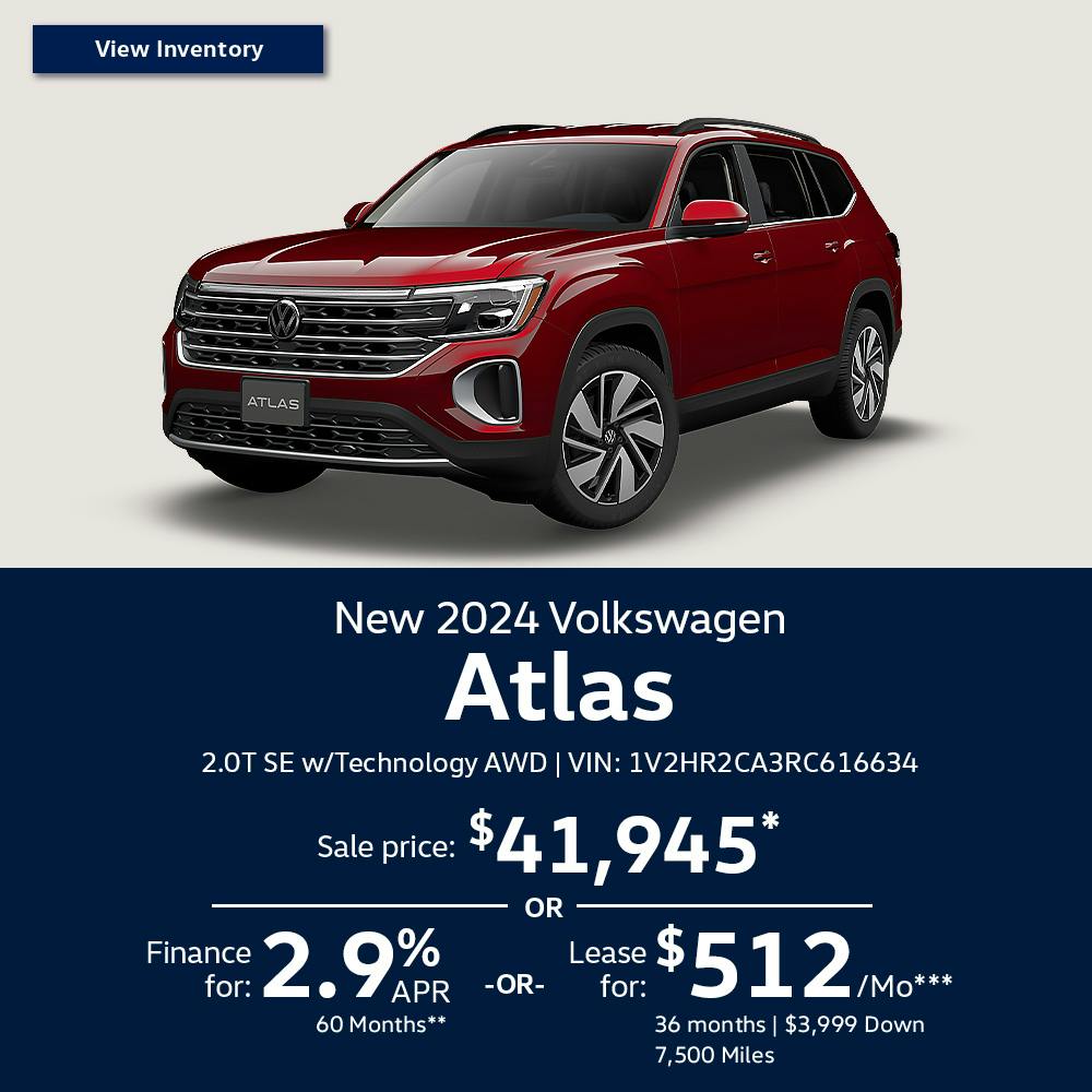 New 2024 Volkswagen Atlas 2.0T SE w/Technology AWD