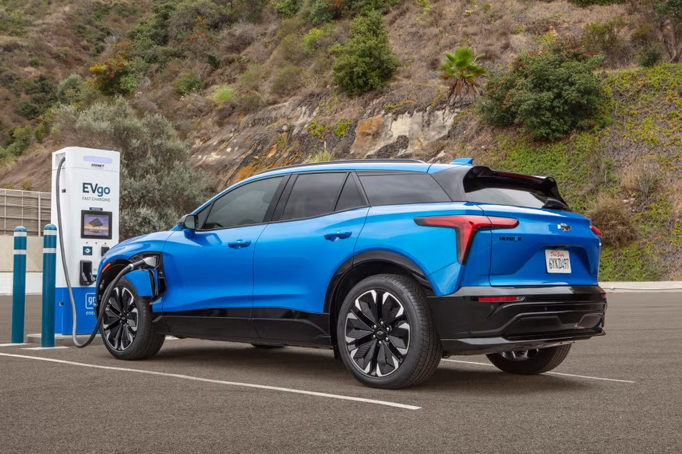 Chevy Blazer EV using a charging station