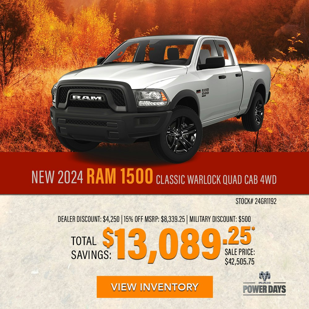 New 2024 RAM 1500 Classic Warlock Quad Cab 4WD