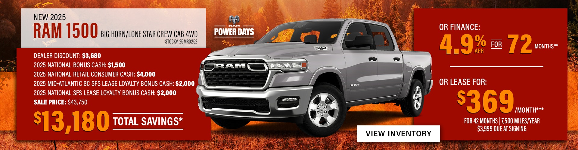 New 2025 RAM 1500 Big Horn/Lone Star Crew Cab 4WD