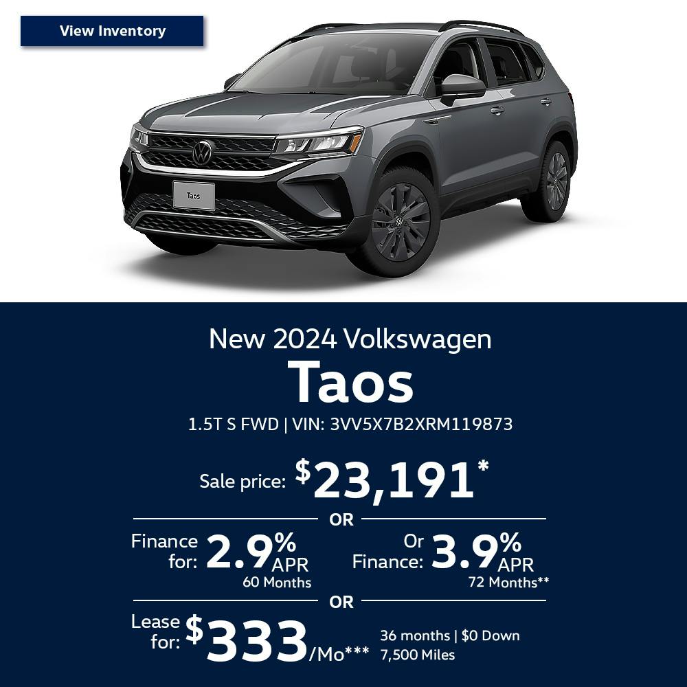 New 2024 Volkswagen Taos 1.5T S FWD