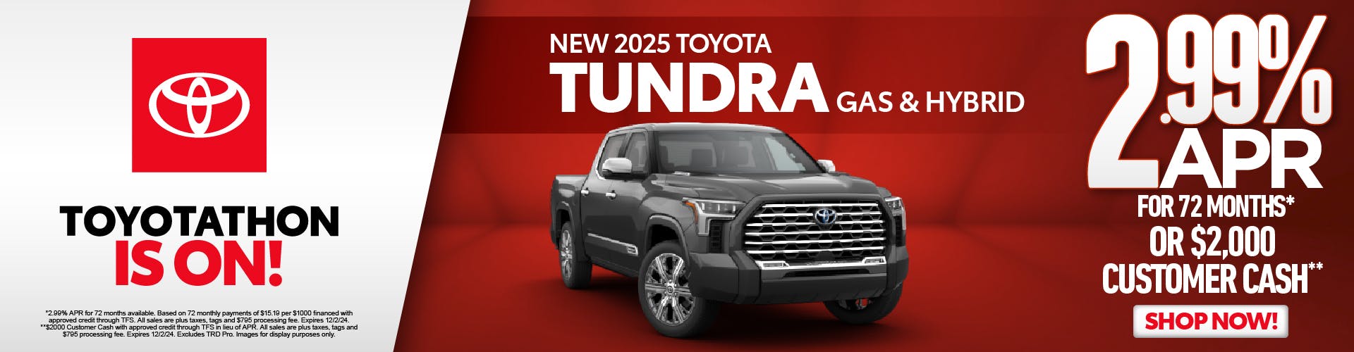 2025 TUNDRA GAS/HYBRID – November Offer HPGs