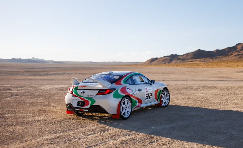 Turbocharge the Trail! Toyota’s GR86 Goes Rally. Vehicle pictured in the desert