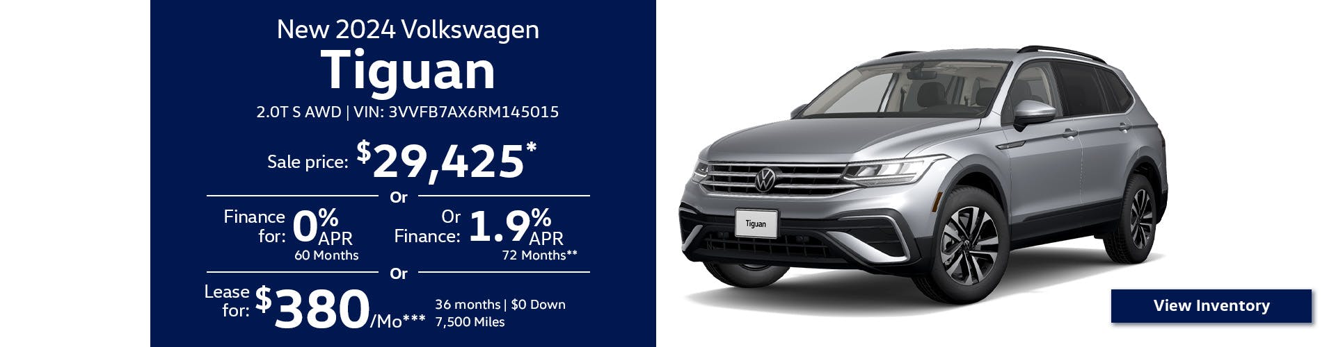 New 2024 Volkswagen Tiguan 2.0T S AWD