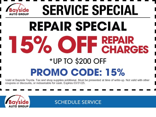 15% OFF Repairs Special | Bayside Toyota