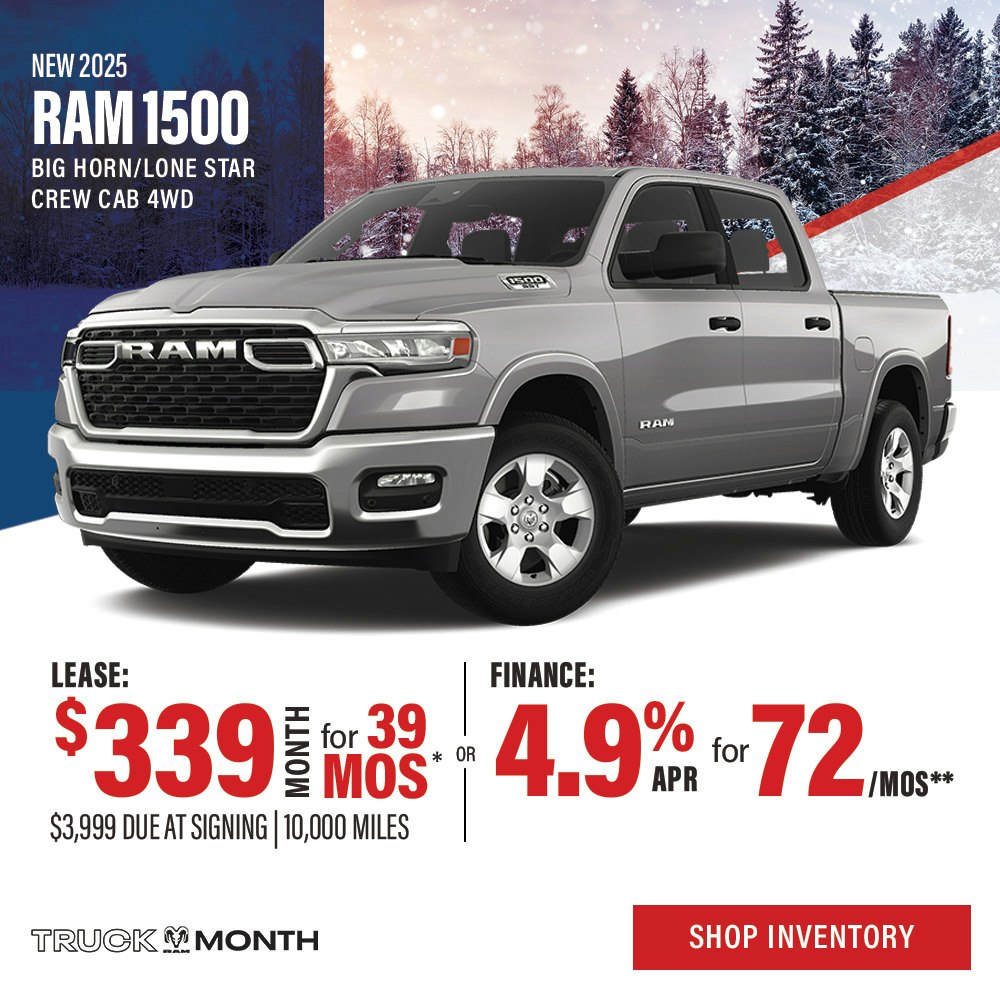 New 2025 RAM 1500 Big Horn/Lone Star Crew Cab 4WD