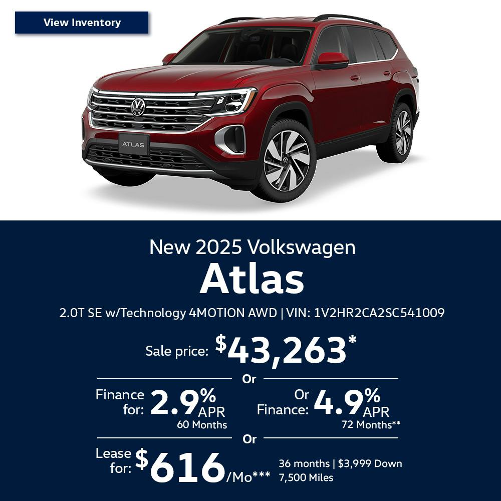 New 2025 Volkswagen Atlas 2.0T SE w/Technology 4MOTION AWD