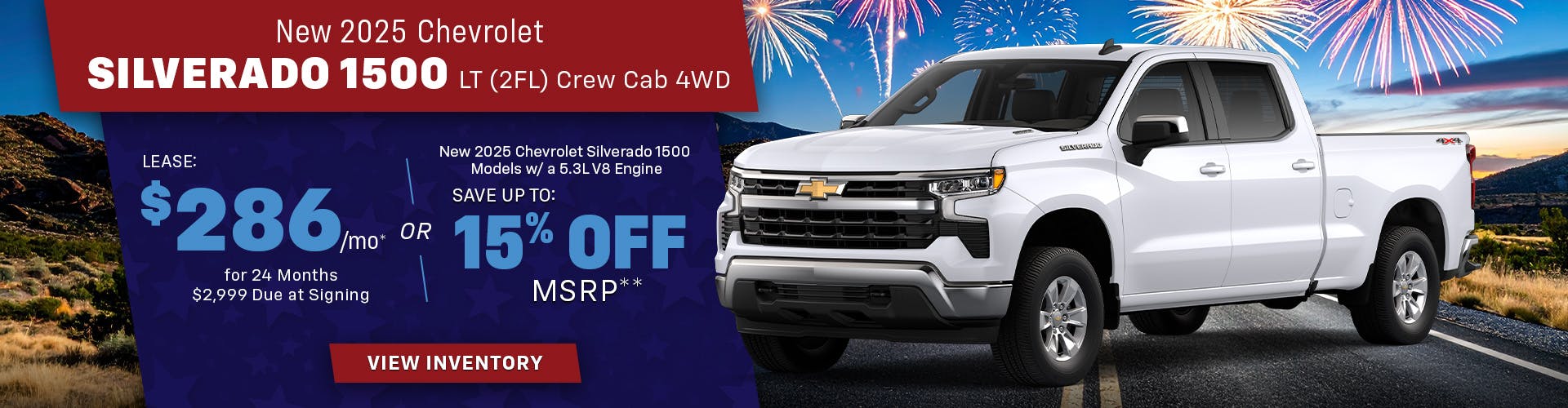 New 2025 Chevrolet Silverado 1500 LT (2FL) Crew Cab 4WD OR New 2025 Chevrolet Silverado 1500 Models With 5.3L V8 Engine