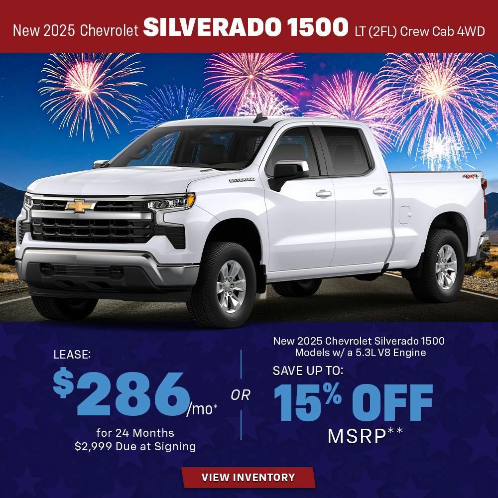 New 2025 Chevrolet Silverado 1500 LT (2FL) Crew Cab 4WD OR New 2025 Chevrolet Silverado 1500 Models With 5.3L V8 Engine | Diehl Chevrolet of Hermitage