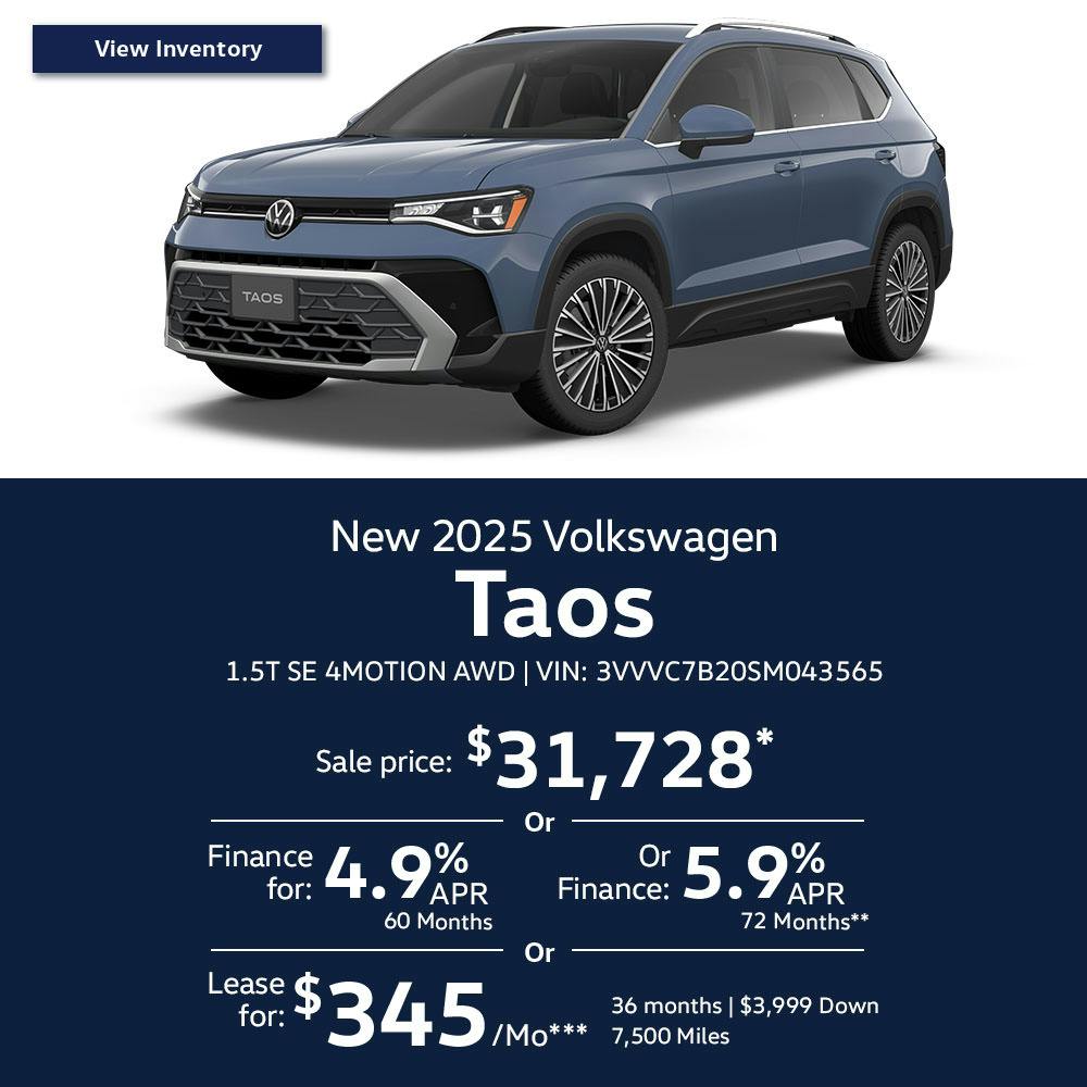 New 2025 Volkswagen Taos 1.5T SE 4MOTION FWD