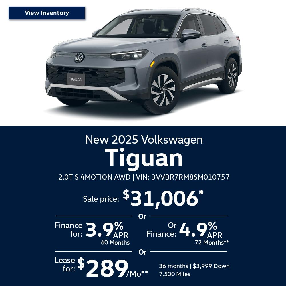 New 2025 Volkswagen Tiguan 2.0T S 4MOTION AWD