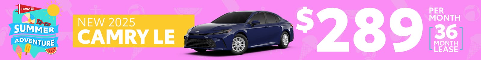 Summer Adventure – New 2025 Camry LE Lease