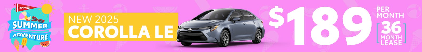 Summer Adventure – New 2025 Corolla LE Lease