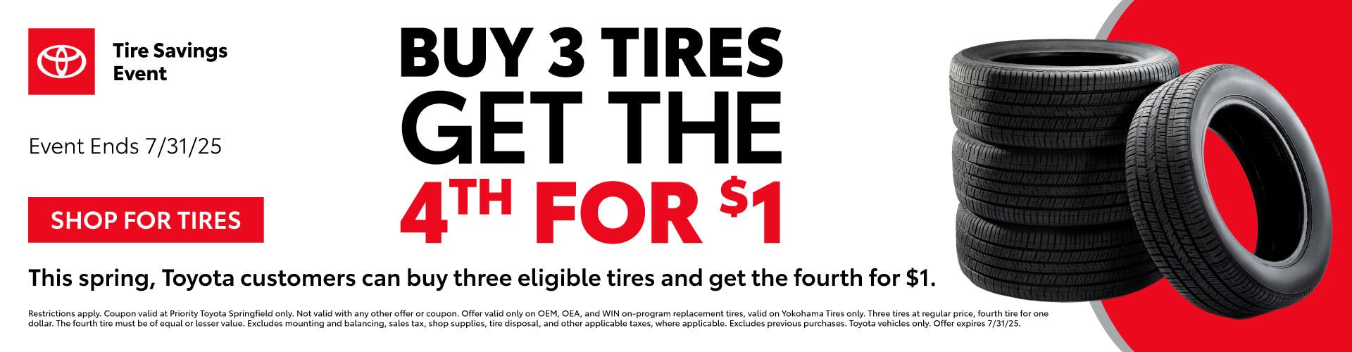 Buy 3 Tires Get The 4th for $1
