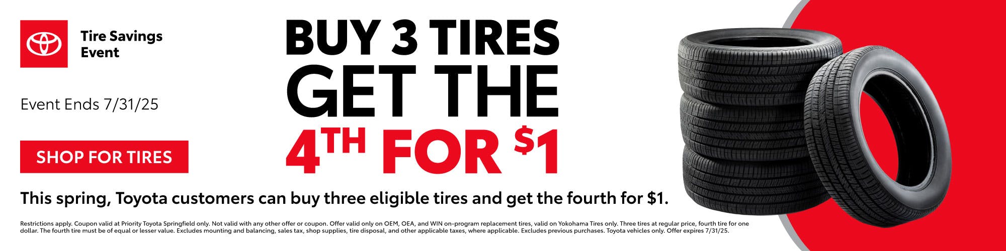 Buy 3 Tires Get the 4th for $1 | Priority Toyota Springfield