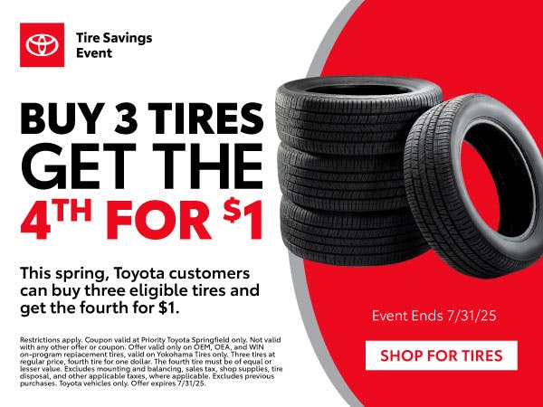 Buy 3 Tires Get the 4th for $1 | Priority Toyota Springfield