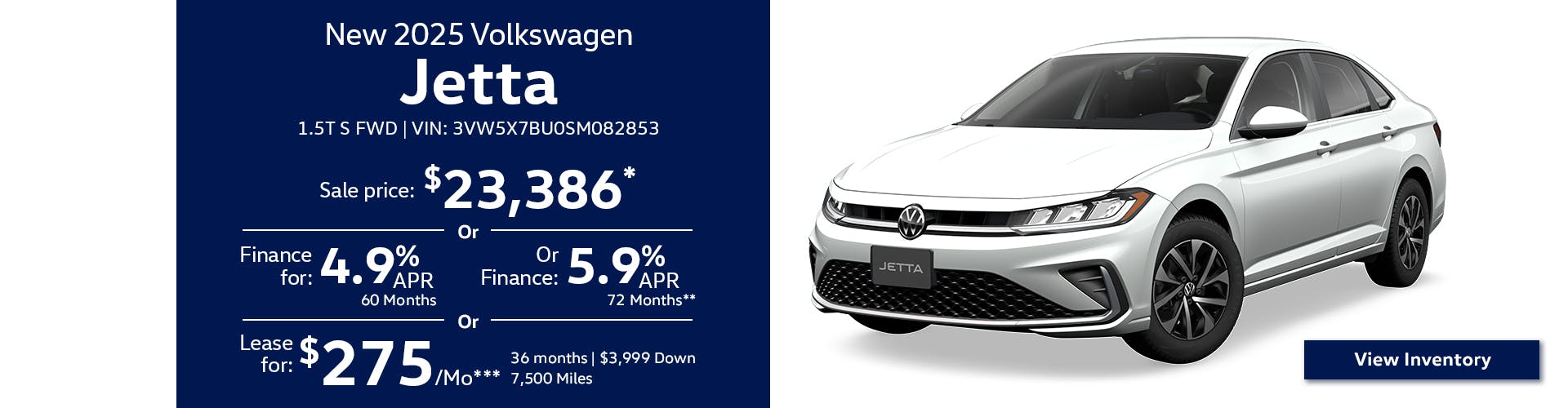 New 2025 Volkswagen Jetta 1.5T S FWD