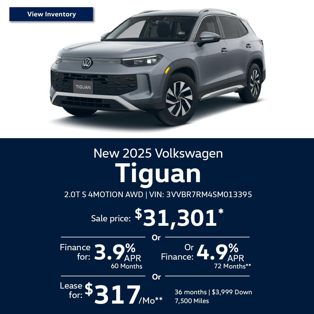 New 2025 Volkswagen Tiguan 2.0T S 4MOTION AWD