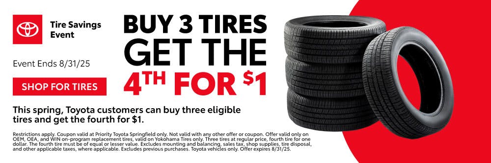 Service Buy 3 Tires Get one $1 | Priority Toyota Springfield