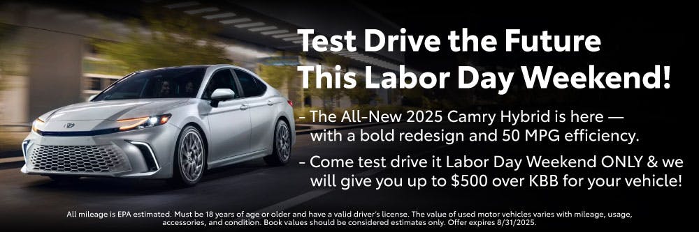 Test Drive 2025 Camry Banner | Priority Toyota Springfield