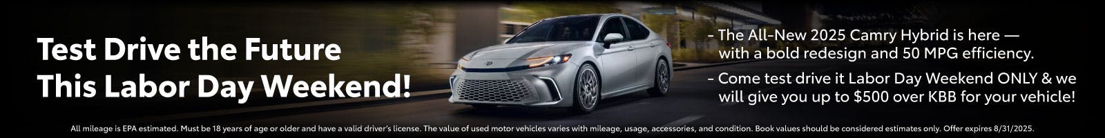 Test Drive 2025 Camry Banner