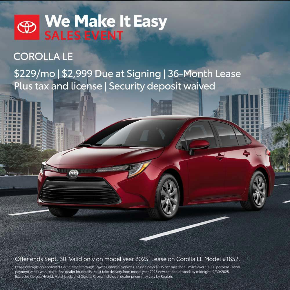 September 2025 SoCal Corolla Lease