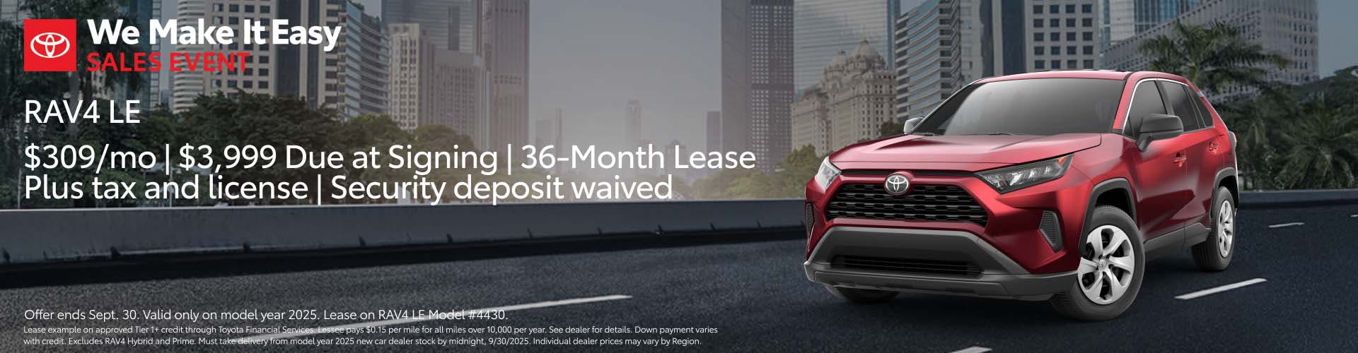 September 2025 SoCal RAV4 Lease