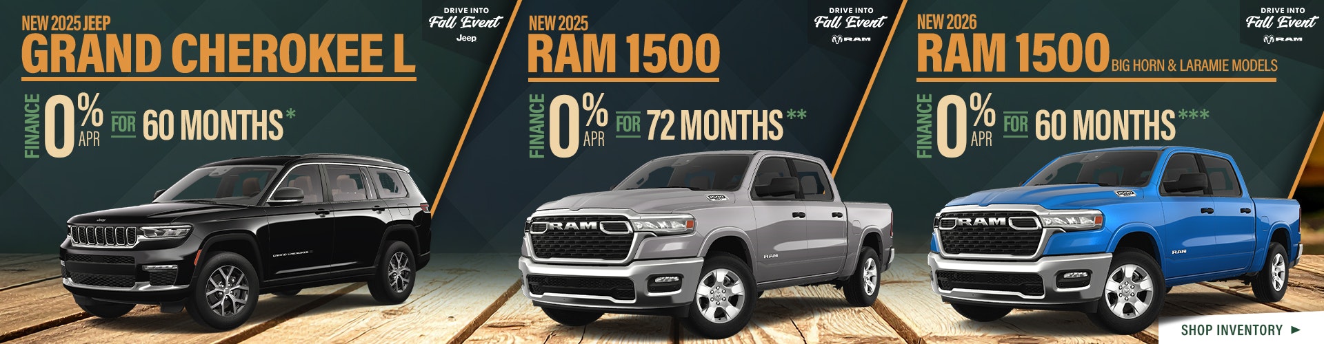 New 2025 Jeep Grand Cherokee L OR New 2025 RAM 1500 OR New 2026 RAM 1500 Big Horn and Laramie Models