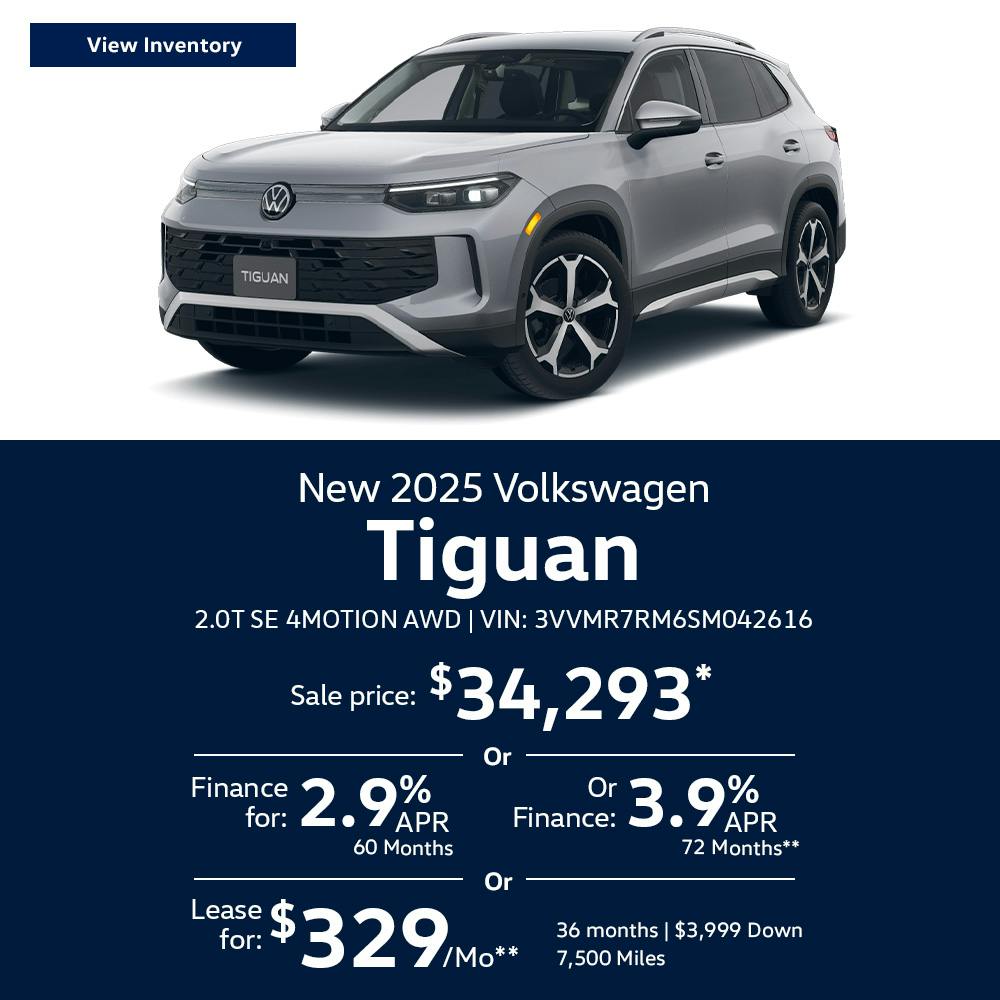New 2025 Volkswagen Tiguan 2.0T SE 4MOTION AWD