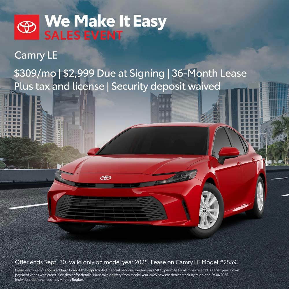September 2025 SoCal Camry Lease