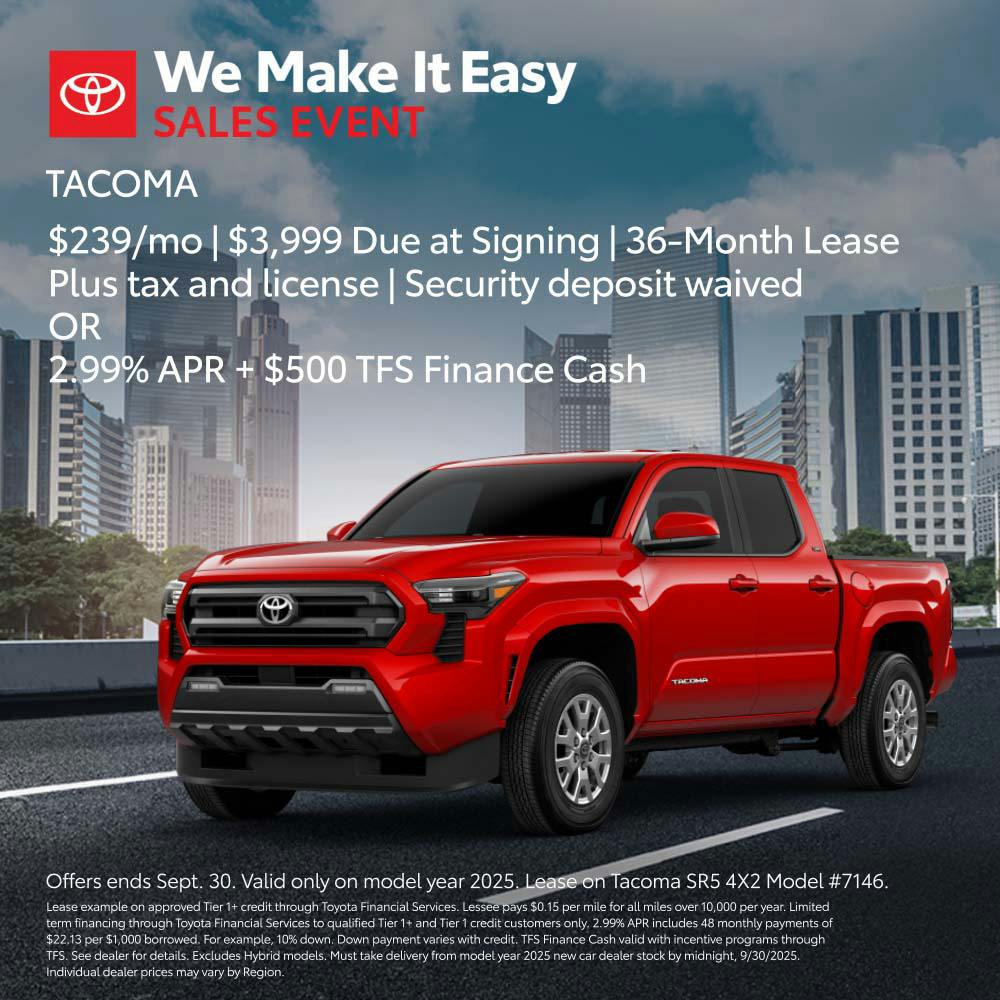 September 2025 SoCal Tacoma Lease APR