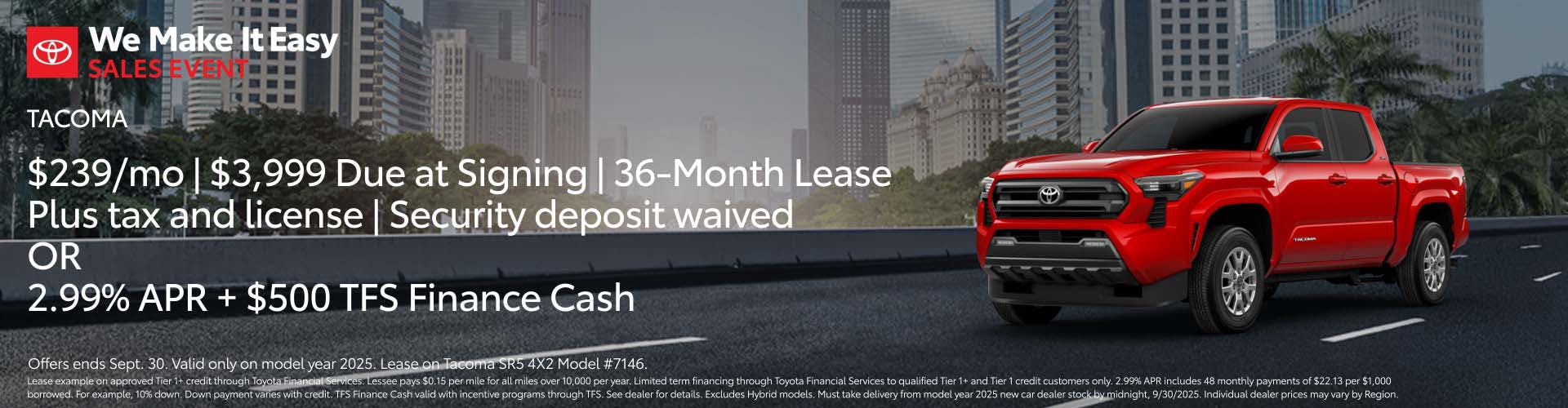 September 2025 SoCal Tacoma Lease APR
