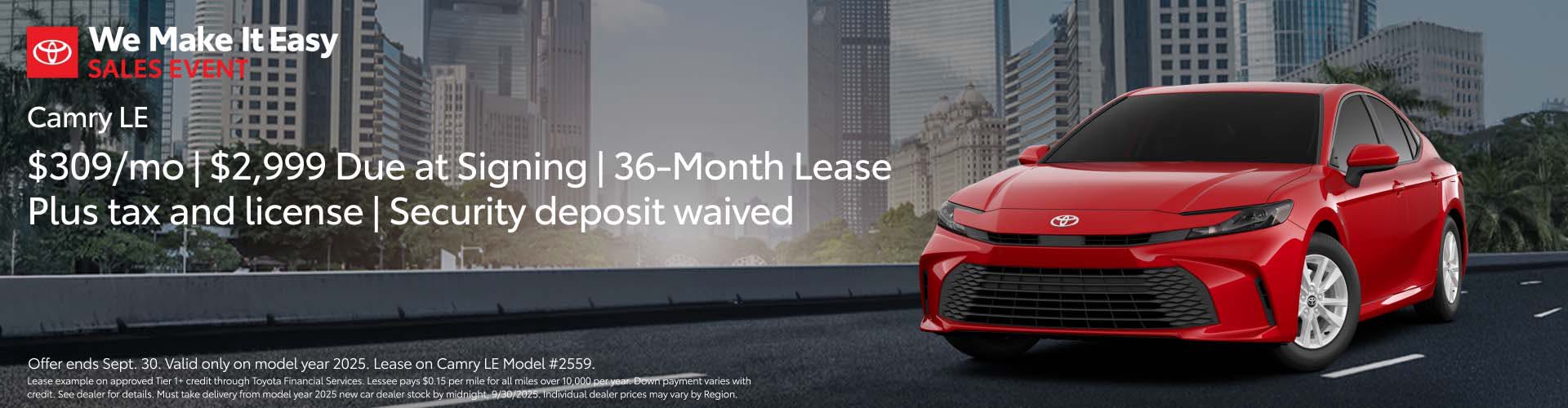 September 2025 SoCal Camry Lease