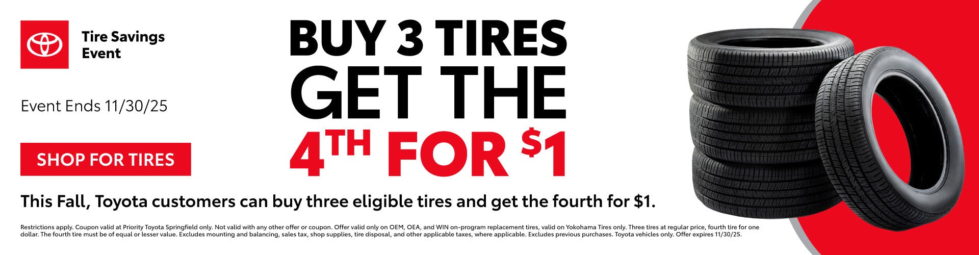 Buy 3 Tires Get the 4th for $1