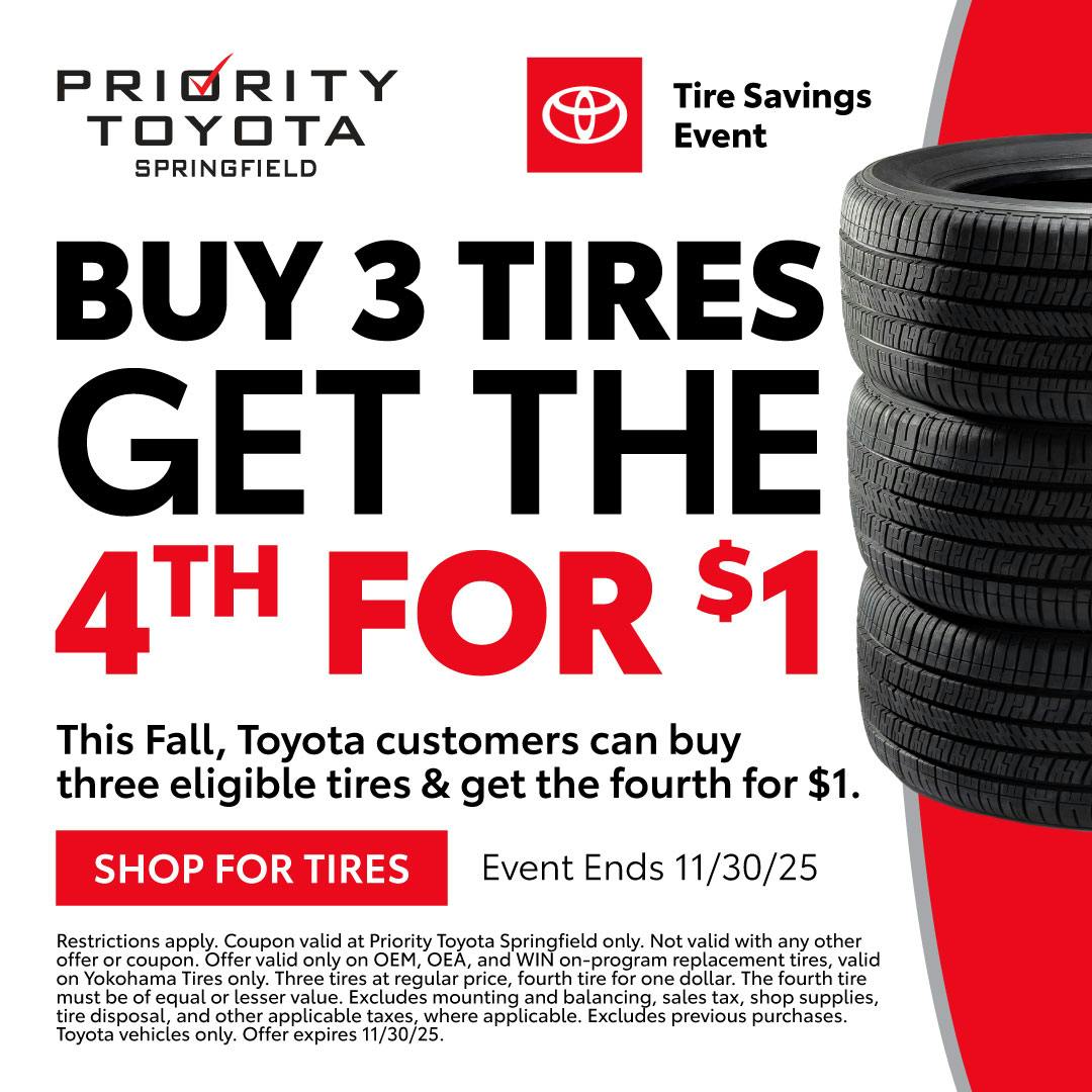 Buy 3 Tires Get the 4th for $1 | Priority Toyota Springfield