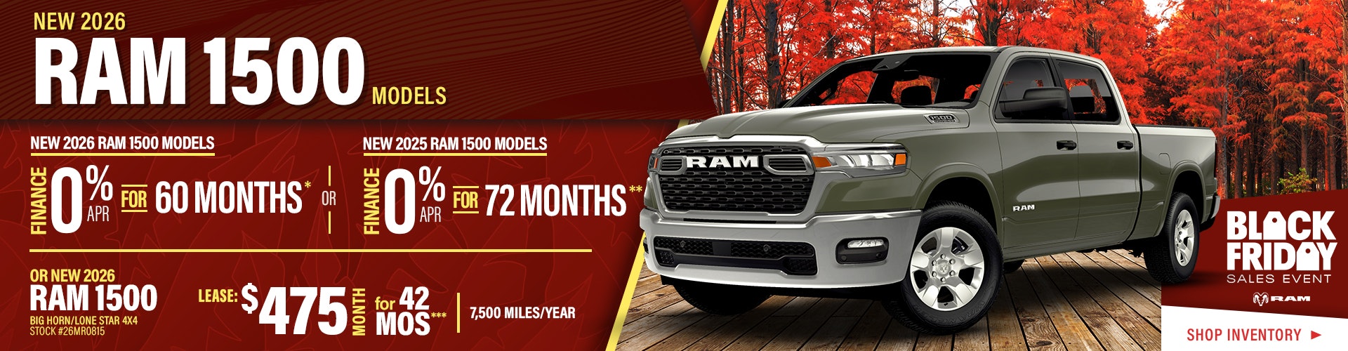 New 2026 RAM 1500 Models OR New 2025 RAM 1500 Models OR New 2026 RAM 1500 Big Horn/Lone Star 4X4