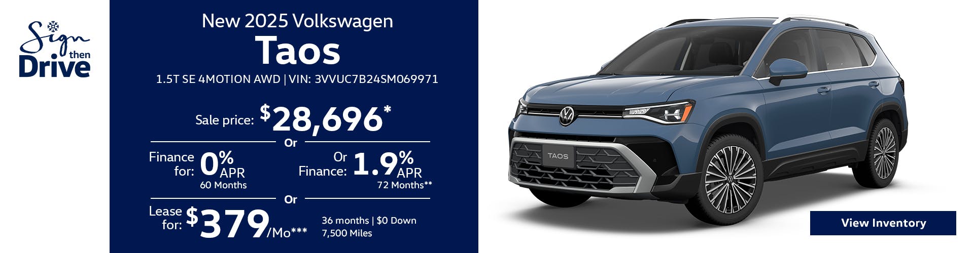 New 2025 Volkswagen Taos 1.5T SE 4MOTION AWD