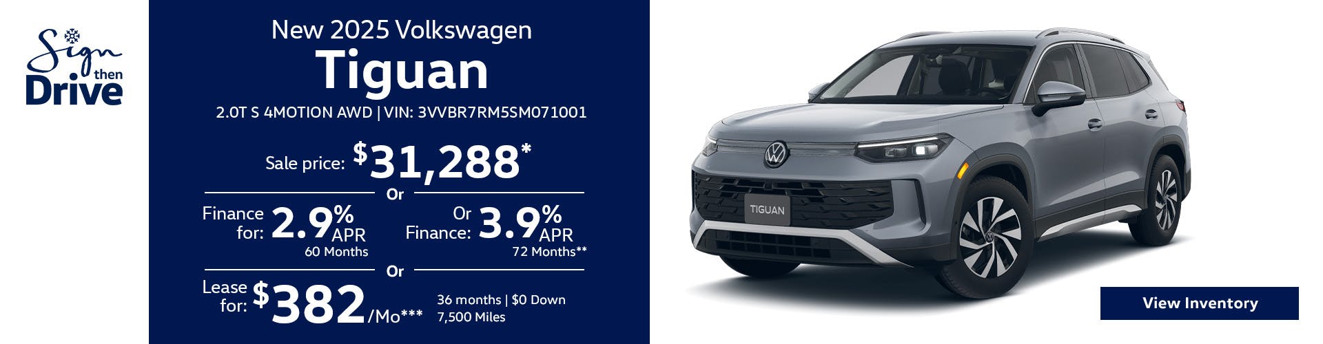 New 2025 Volkswagen Tiguan 2.0T S 4MOTION AWD