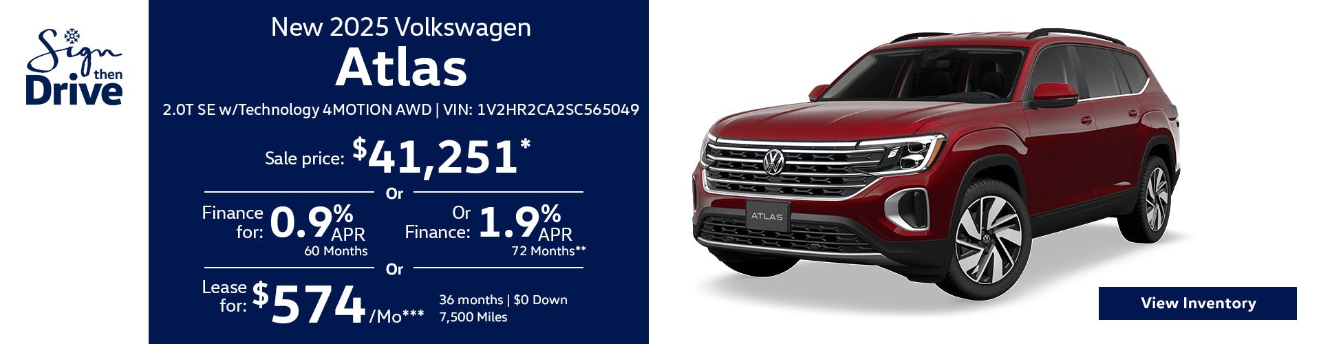 New 2025 Volkswagen Atlas 2.0T SE w/Technology 4MOTION AWD