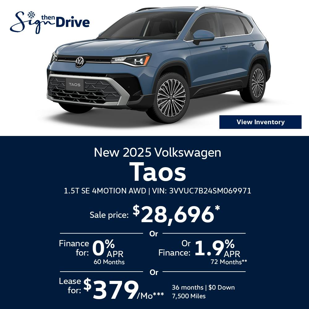 New 2025 Volkswagen Taos 1.5T SE 4MOTION AWD