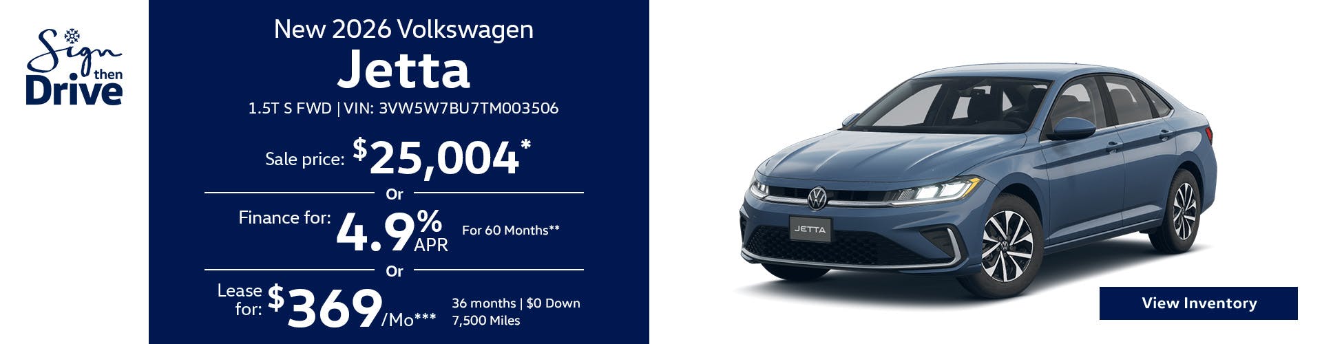 New 2026 Volkswagen Jetta 1.5T S FWD