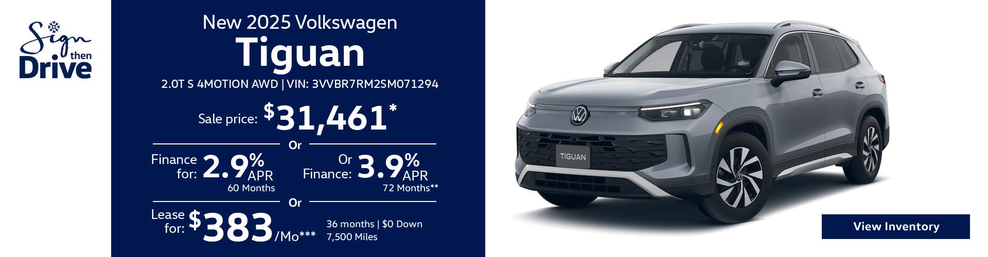 New 2025 Volkswagen Tiguan 2.0T S 4MOTION AWD