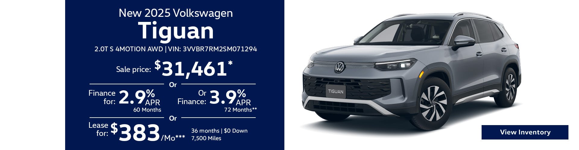 New 2025 Volkswagen Tiguan 2.0T S 4MOTION AWD