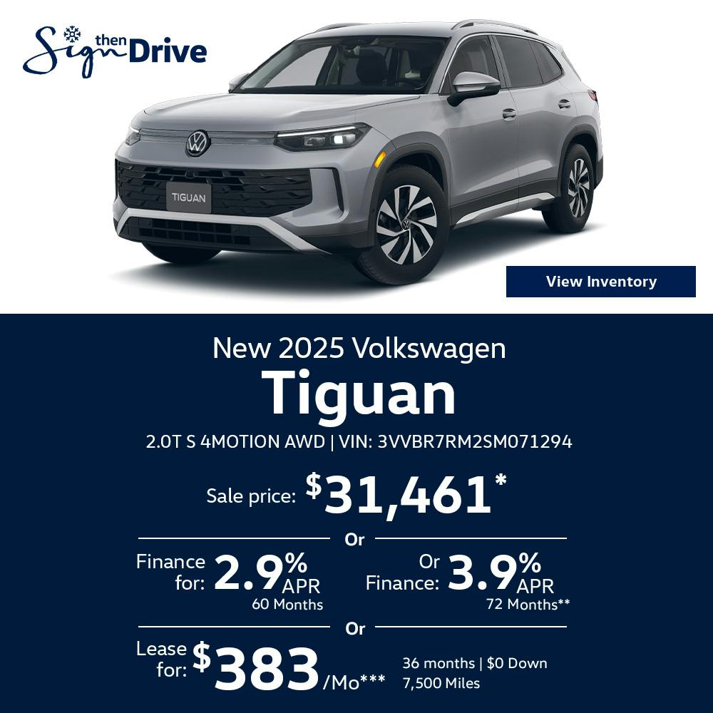 New 2025 Volkswagen Tiguan 2.0T S 4MOTION AWD