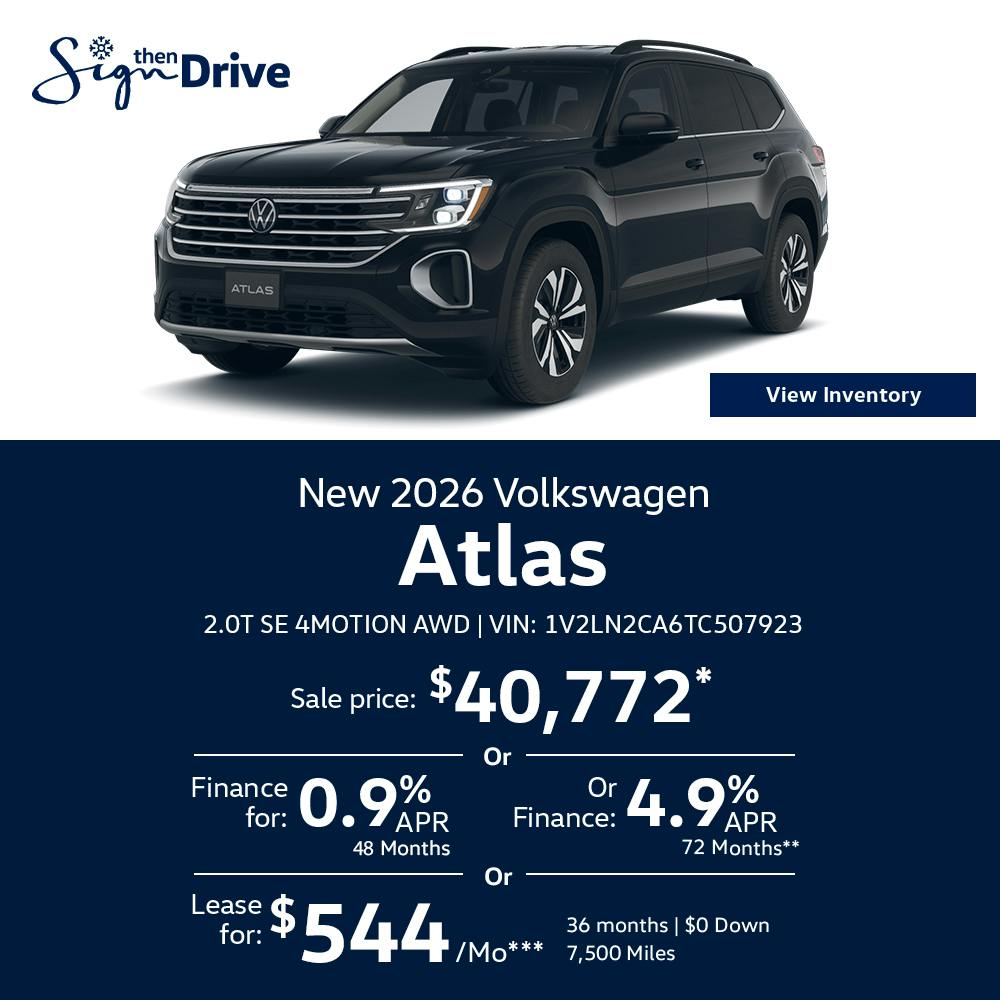 New 2026 Volkswagen Atlas 2.0T SE 4MOTION AWD